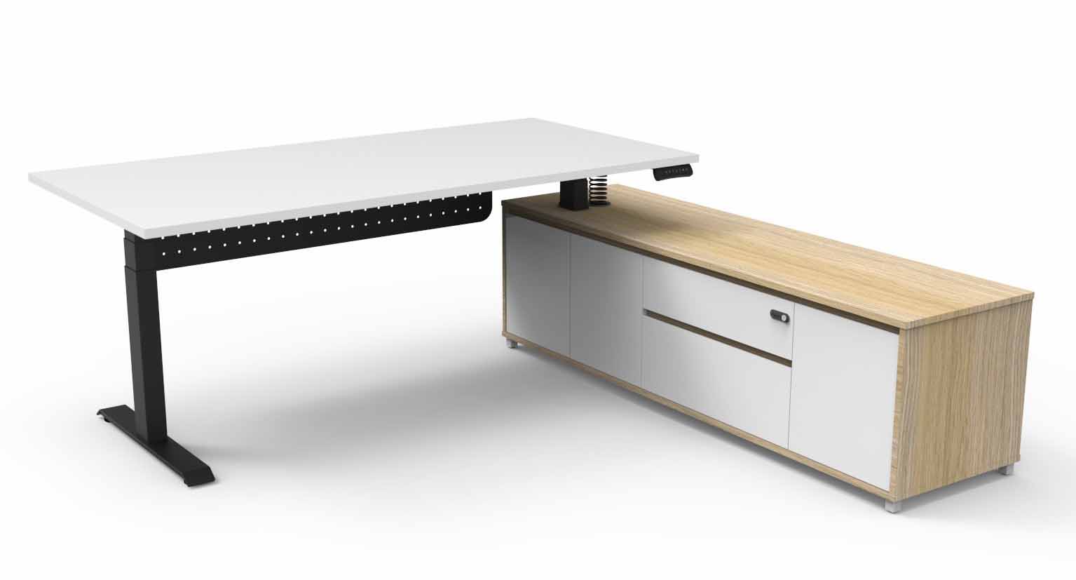Boost+ Height Adjustable Executive Desk - with Modesty